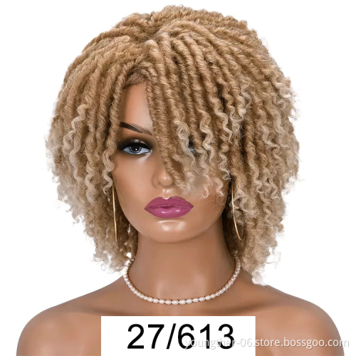 Dreadlocks Wigs Hair Cheap Soft Brown Fiber Colored Heat Resistant Short Synthetic Braided Wigs For Black Women